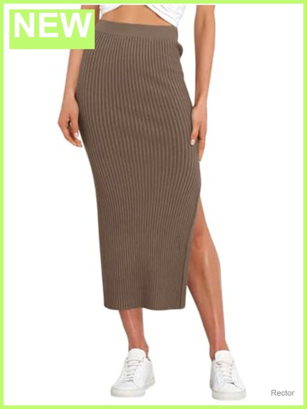 Bodycon Knitted Pencil Skirt High Waisted Midi Split Women